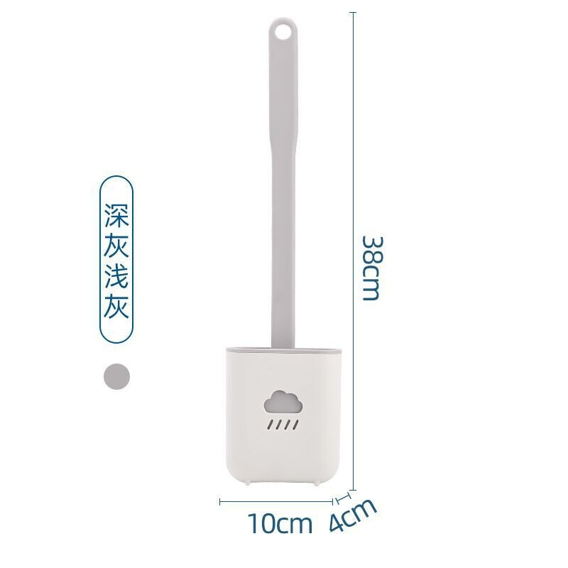 Shimeijie bathroom toilet brush set soft bristle toilet brush with base toilet brush long handle cleaning brush silicone style - white with base (can be hung or standing)
