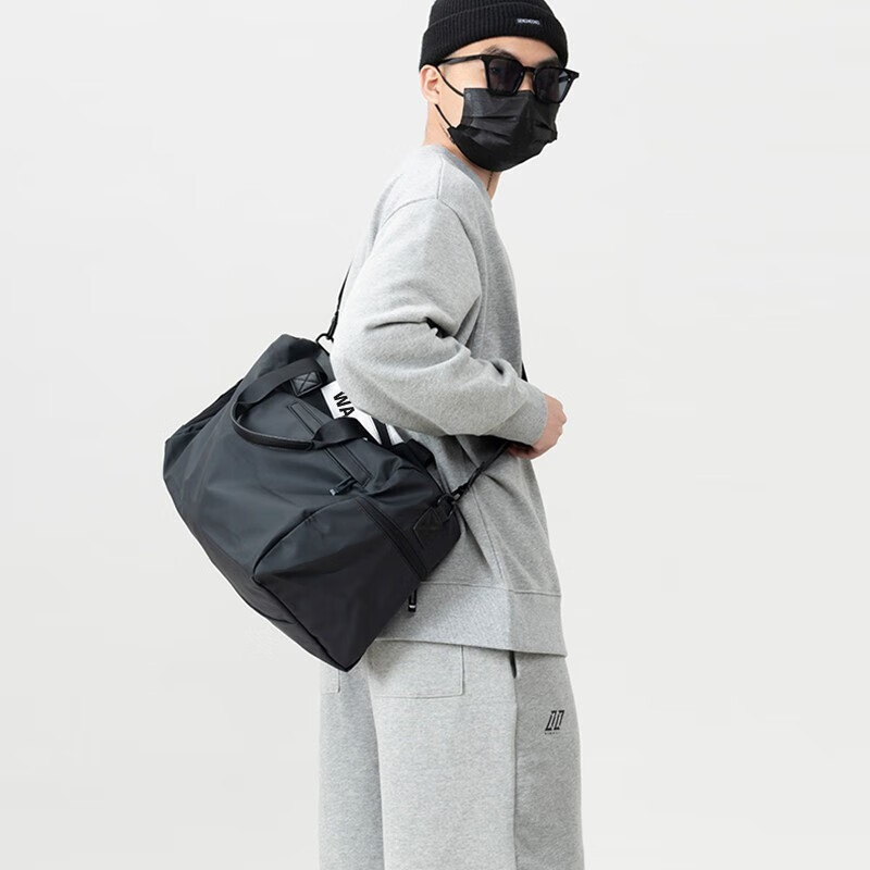 Pull back fitness bag men's wet and dry separation swimming sports training storage bag large capacity travel bag women's business trip luggage bag black