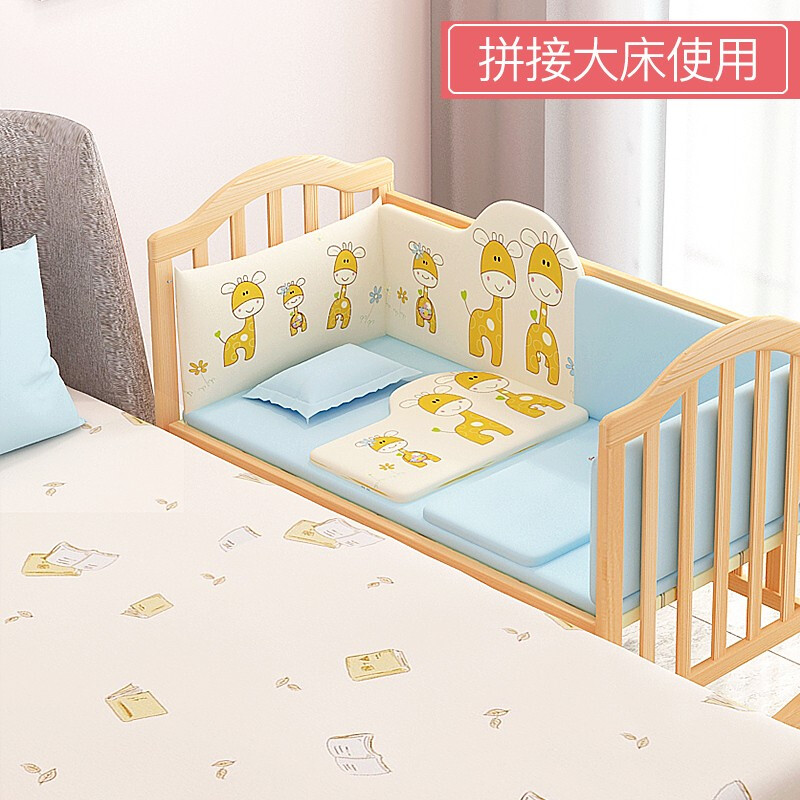 Beedome crib cradle bed baby rocking bed newborn baby rocking bed solid wood old-fashioned cradle child rocking bed bed + mosquito net + thickened panda baby five-piece set 105-55 standard bed 0-3 years old