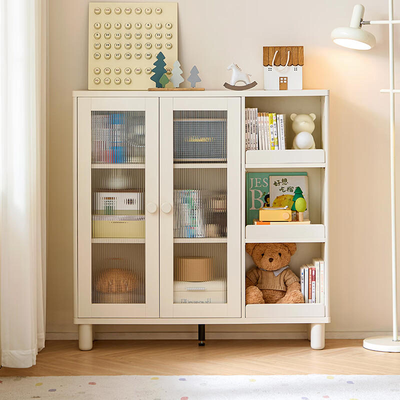 Lin's Home Children's Bookcase Bookshelf Living Room Standing Cabinet Storage Storage Cabinet Floor-standing Home Bookcase with Door LH277X2