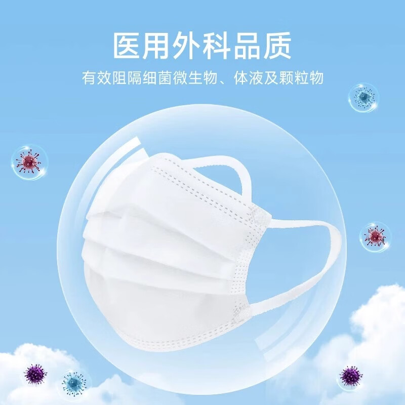 Chu Doctor Medical Surgical Mask Adult Disposable Sterilization Grade Mask Winter Anti-Allergy Protection White 50 Pack