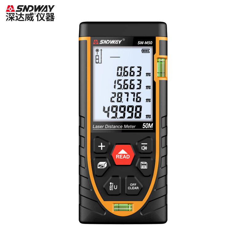Shendawei Laser Distance Meter Infrared Room Measuring Instrument High-precision Handheld Infrared Distance Meter SW-M50 (range 50 meters)