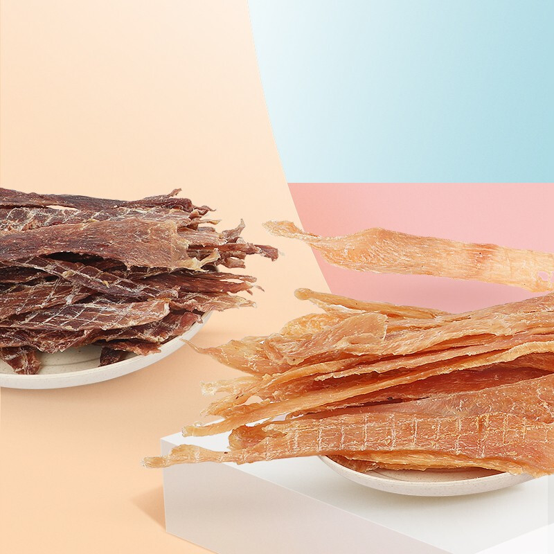 HELLOJOY Dog Snacks Puppy Teeth Chicken Jerky, Duck Jerky Small Dog Teddy Chicken Breast Chicken and Duck Mixed Jerky 180g