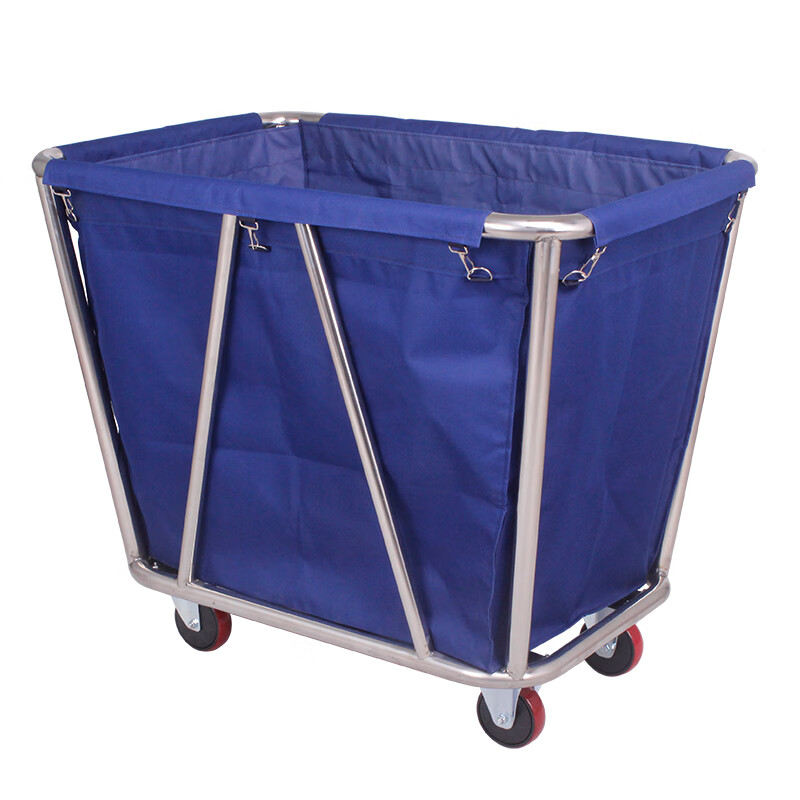 Linen Cart Hotel Guest Room Service Cart Stainless Steel Cart Laundry Room Dry Cleaning Shop Storage Recycling Car Thickened Disassembly Tapered Blue Linen Cart