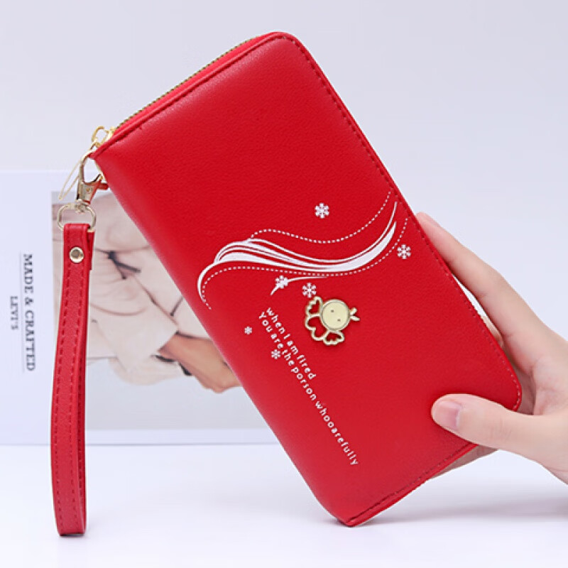 Woodpecker (TUCANO) new wallet women's long simple and fashionable zipper bag can hold mobile phone clutch bag mother bag Valentine's Day wallet burgundy Liuhua wallet-