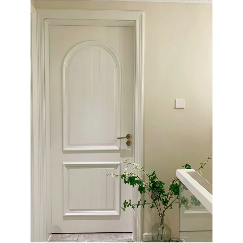 Chongqing Xiaoxiao Wooden Door Arc Buckle French Style Light Luxury Bedroom Flat Opening Solid Wood Composite Paint