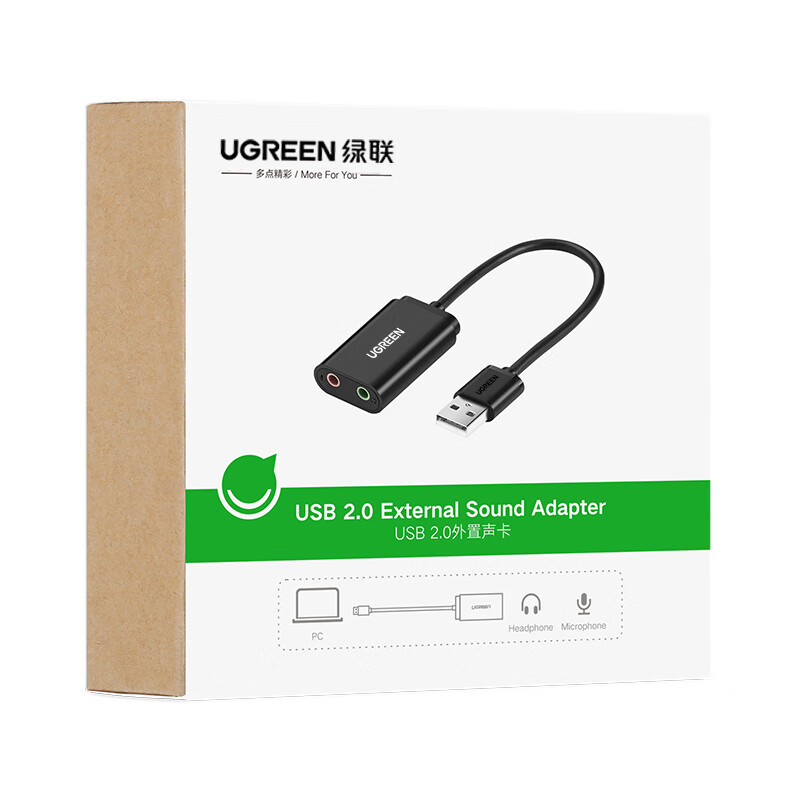 Greenlink usb external sound card USB to 3.5mm audio cable headphone expansion adapter driver-free adapter wiring suitable for desktop computers PS4/5 connected to microphone audio 30724