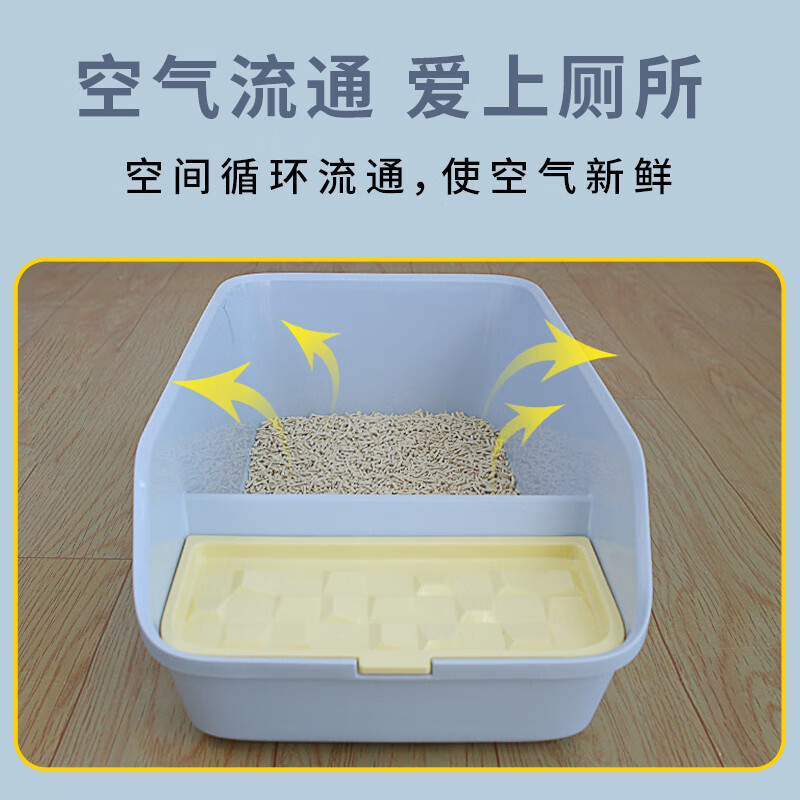 CHONGLEGUAI cat litter box semi-enclosed cat toilet anti-splash cat litter box kitten with cat litter scoop blue small and medium size