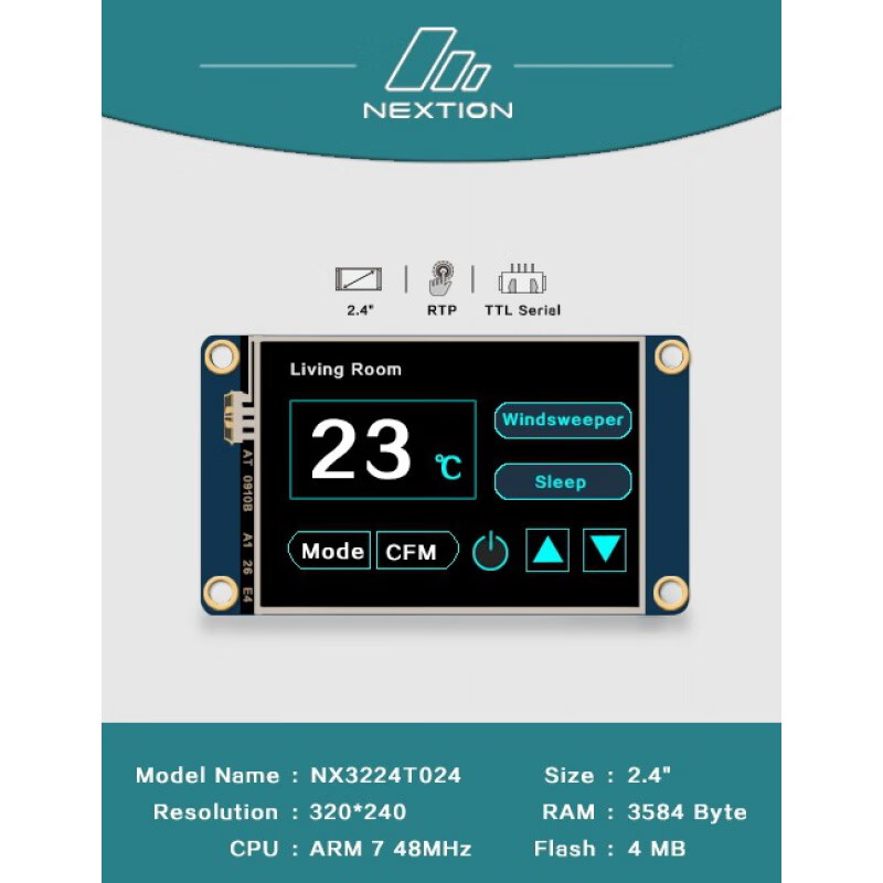 Nextion official genuine NX3224T024 2.4-inch human-computer interaction interface HMI English version kernel English version kernel
