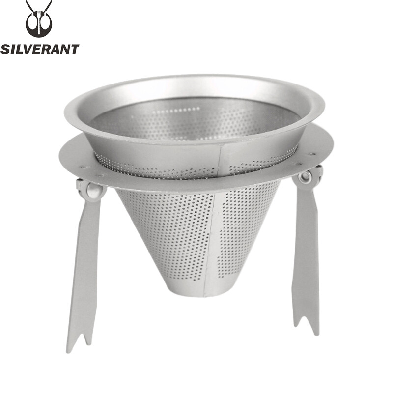 Silver Ant pure titanium hand brewed coffee pot set outdoor household drip filter titanium coffee cup long mouth thin mouth pot can be customized pure titanium coffee stand + titanium filter
