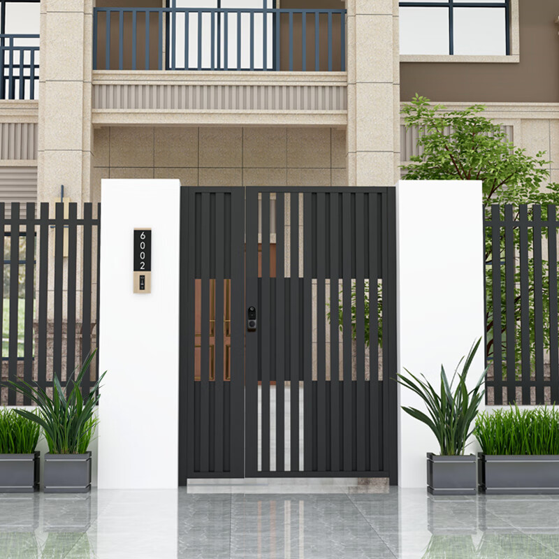 Jin Fushun customized stainless steel courtyard door in rural area villa entrance double door wrought iron shutter gate fence courtyard wall door main picture style double door regular/one level