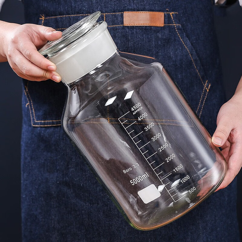 Zhifangyi wide-mouth frosted high borosilicate glass wine bottle sealed jar household wine glass bottle bayberry green plum wine jar 10 catties (5L) thickened high and low temperature resistant