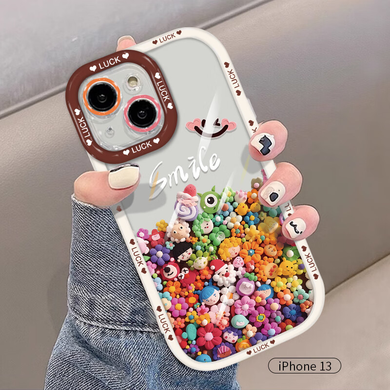 Inkaida suitable for Apple 13 mobile phone case iphone13 protective cover all-inclusive anti-fall anti-fingerprint men's and women's creative advanced protective case puff shell colorful mini doll