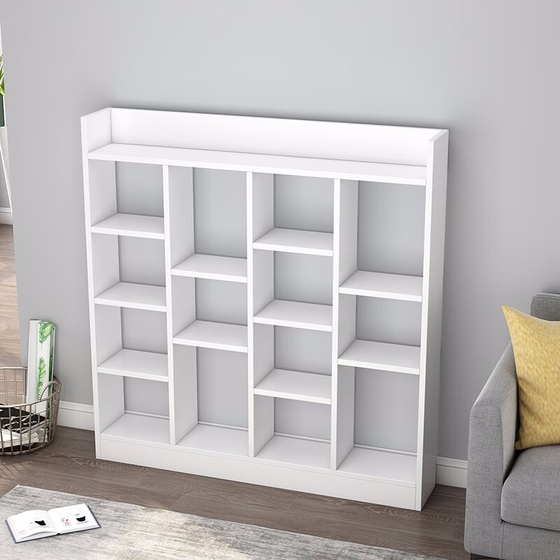 Shuali bookshelf Nordic study living room storage shelf floor cabinet storage rack white fourteen grid cabinet SL8275Z