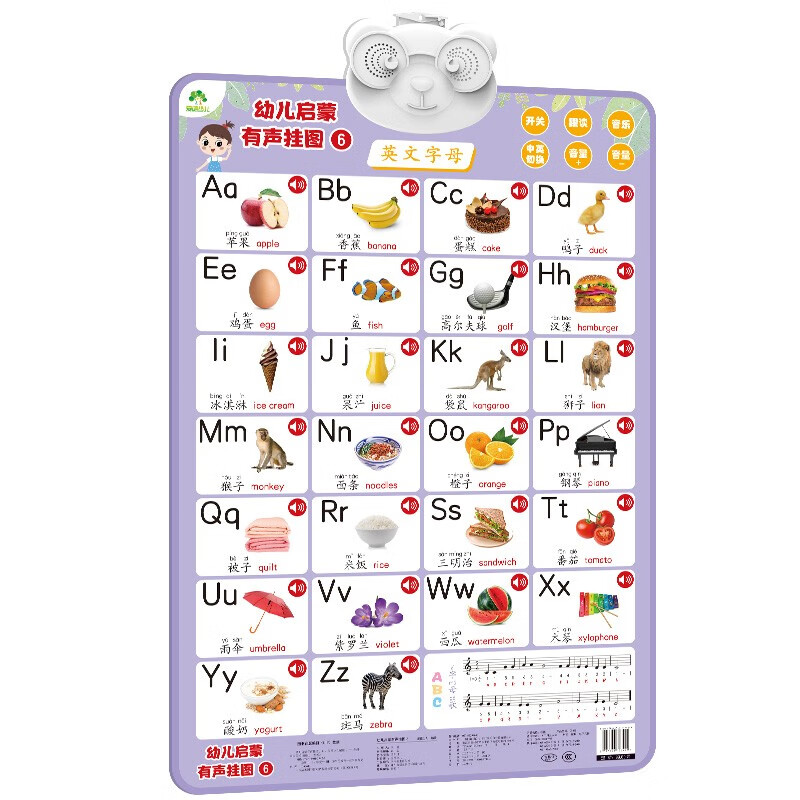 Toddler enlightenment audio wall chart English alphabet 3-6 years old children's early education toys enlightenment cognitive English alphabet reading picture recognition object point reading sound wall chart