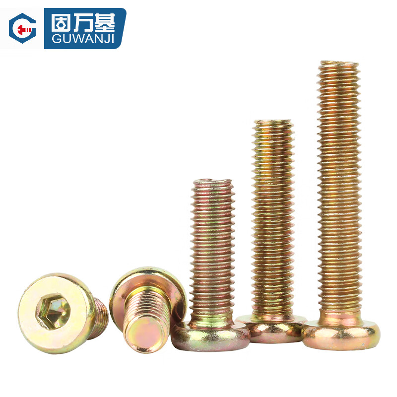 GUWANJI furniture screws flat round head hexagonal screws crib cabinets tables and chairs fixed connection screws and bolts M6x8 100 pieces