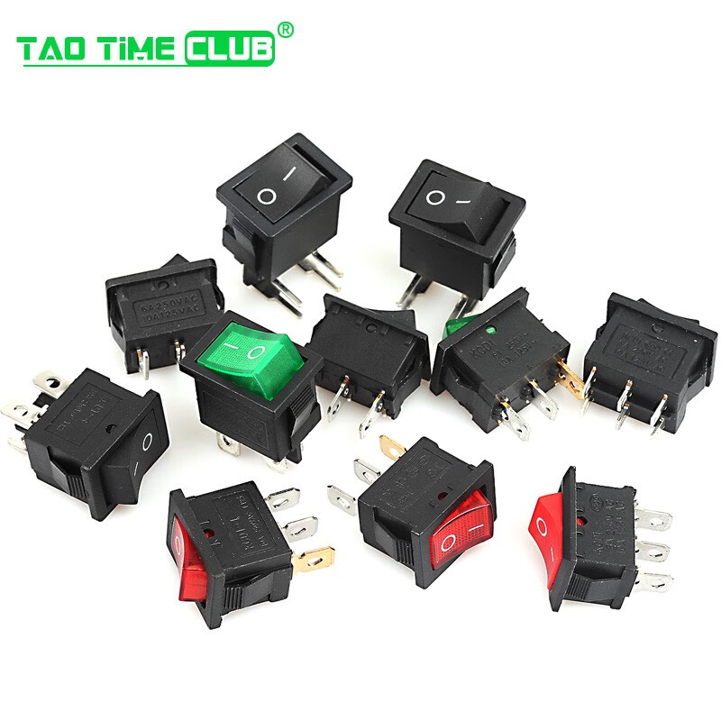 Boat-shaped switch KCD1-101 KCD11 water dispenser electronic scale boat-shaped rocker power button 2 feet 4 feet 4 feet 2 gears green light copper feet (2 pieces)