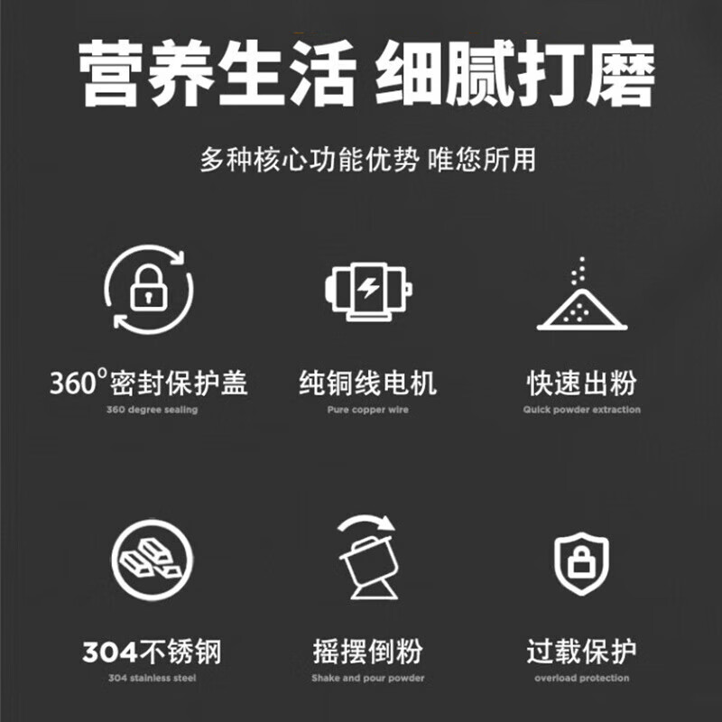 Jingyan grinder grinder Chinese herbal medicine ultra-fine grinder household commercial Panax notoginseng and whole grain grinding machine can grind 1000A, thickened 304 stainless steel, 10 seconds powder output Jingyan product/high power grinder/high pressure screw cap design