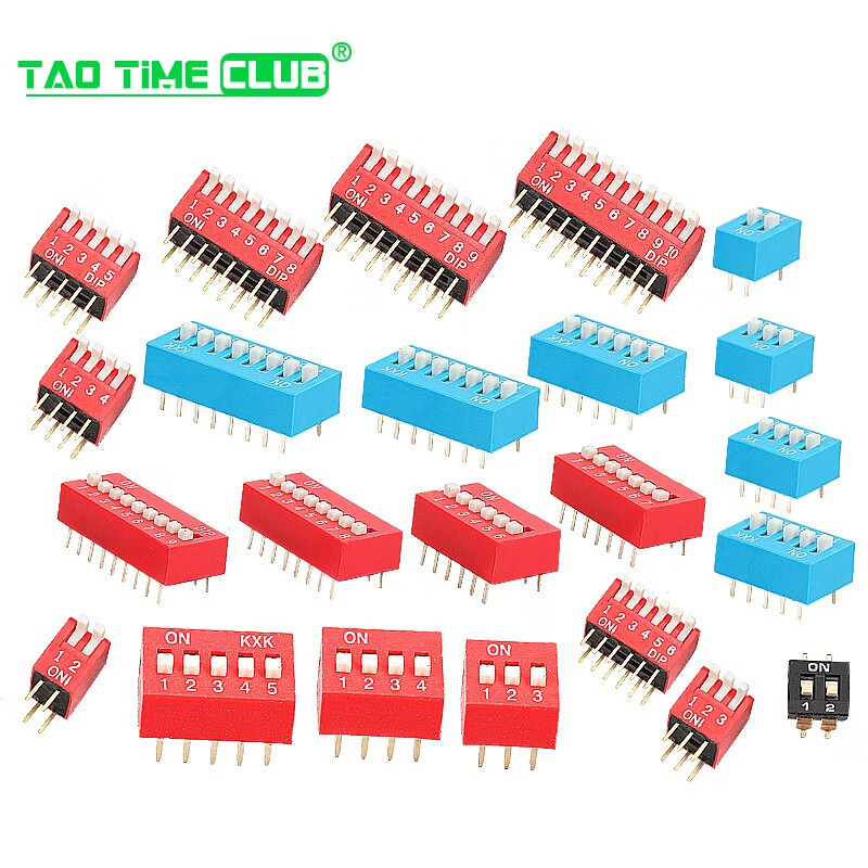 DIP switch toggle side dial flat dial coding patch 2P 4 5 6 8 9 10 bits 2.54mm red blue black 9P side dial red (1 piece)