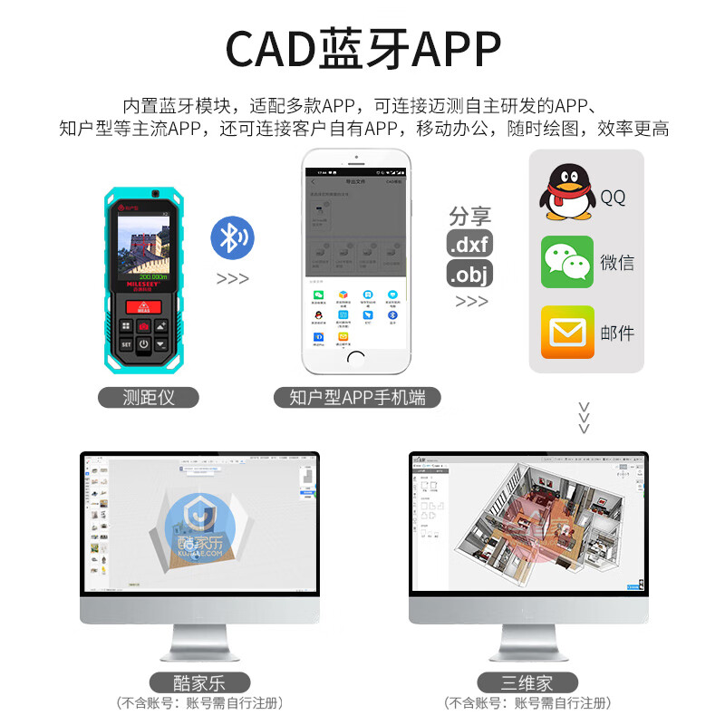 MiLESEEY S2 imaging version outdoor handheld laser rangefinder infrared outdoor measuring instrument electronic ruler measuring room CAD S2 imaging version - 100 meters (Bluetooth + VIP)