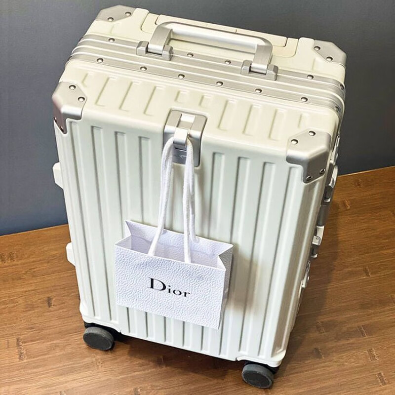 Travel Gao Yan Aluminum Frame Trolley Case Large Capacity Suitcase Women's Suitcase Student Leather Case Men's Durable and Strong Boarding Case Pearl White 20 Inch (Standard Boarding Case)