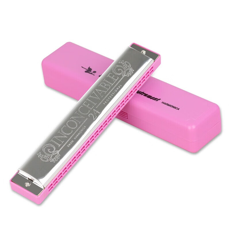 Swan Swan harmonica for children, beginners and students 24 double-hole single-note C major polyphonic professional performance instrument 24-hole pink polyphonic C-key advanced model