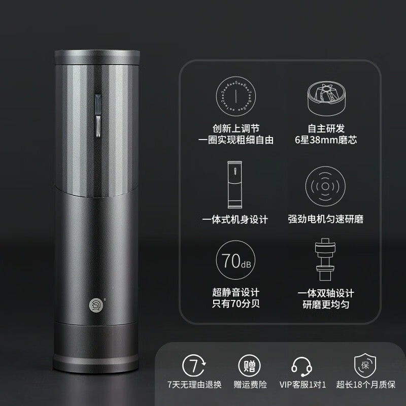 Hero Xiaorui Electric Bean Grinder Portable Coffee Bean Grinder Outdoor Rechargeable Automatic Coffee Grinder Xiaorui Electric Bean Grinder-Gun Gray Comes with Bracket