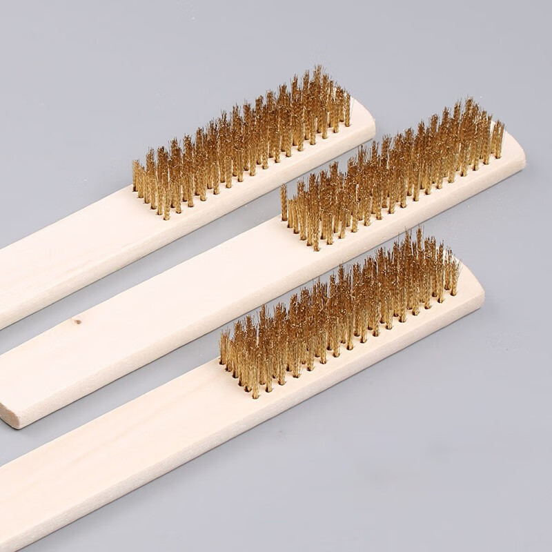 Minggu Wooden Handle Industrial Encrypted Brass Wire Brush Sanding Brush Rust Polishing Copper Wire Brush Steel Brush Copper Brush 6 Rows 16 Rows 3 Copper Wire Brushes CW535790