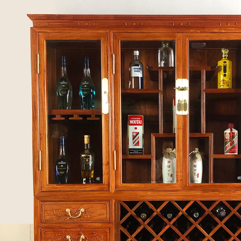 Good wood masterpieces, mahogany furniture, Burmese rosewood (scientific name: Rosewood macrocarpa) solid wood wine cabinet, Chinese tea antique cabinet, storage cabinet, living room storage cabinet, restaurant furniture, multi-functional wine cabinet