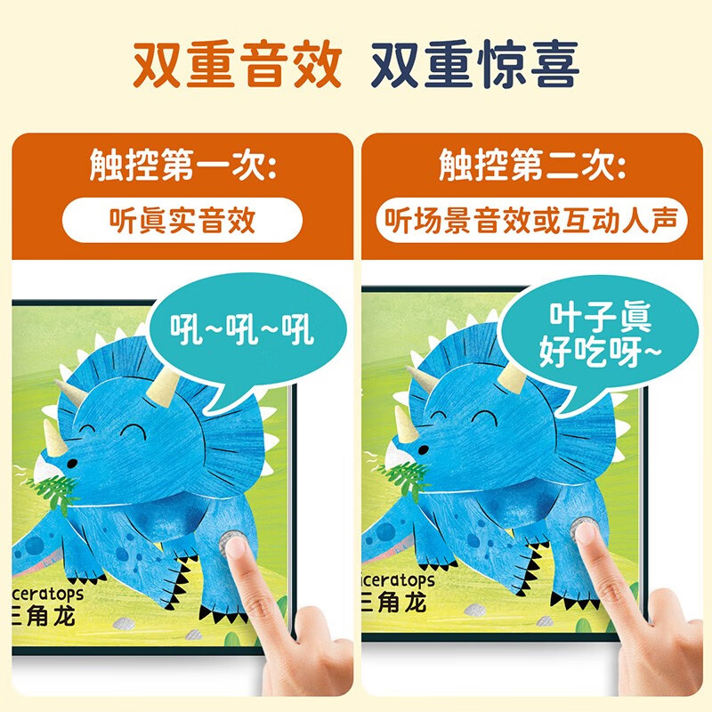 Children's Joyful Time Touch Audiobook Listen Whose Voice Dinosaur World 0-2 years old baby clicks to read the cognitive audio book Listen Whose Voice Children's Day gift