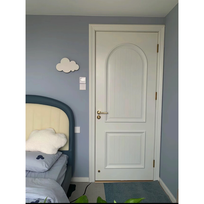 Chongqing Xiaoxiao Wooden Door Arc Buckle French Style Light Luxury Bedroom Flat Opening Solid Wood Composite Paint