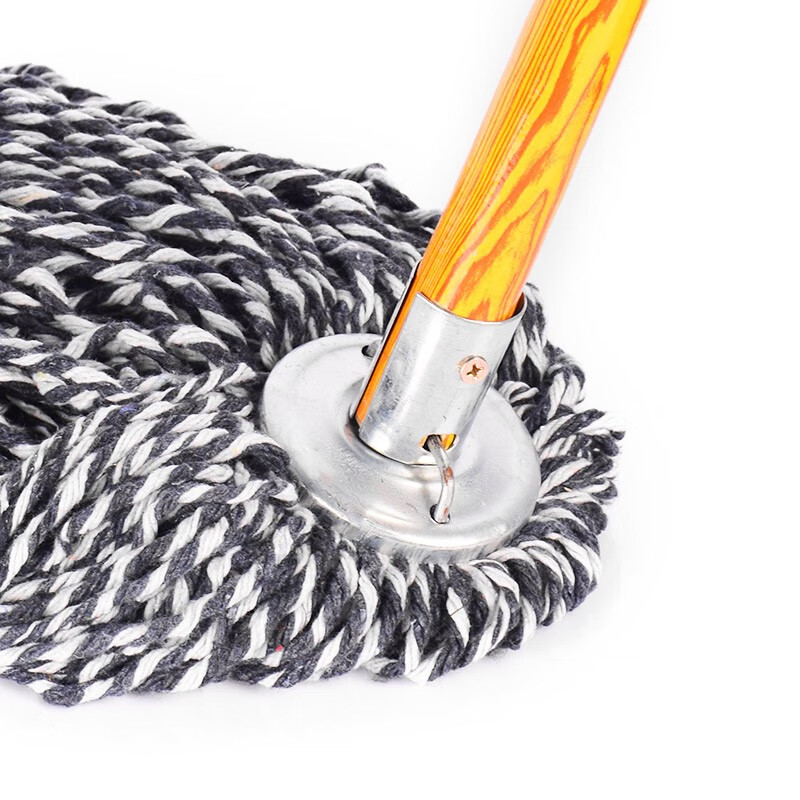 Lingxiang wooden pole mop cotton thread lobby old mop dust push mop factory property absorbent mop blue and white round head