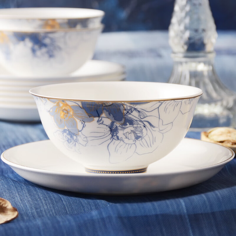 Huaguang National Porcelain Dishes Set Bone China Tableware Dishes European Household Ceramic Tableware Dream Capri Dream Capri 46 pieces