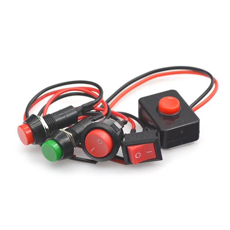 TaoTimeClub switch button small switch small car circuit wire speaker appliance mini boat-shaped boat-shaped round with wire round switch opening 11.5MM no gear switch with wire