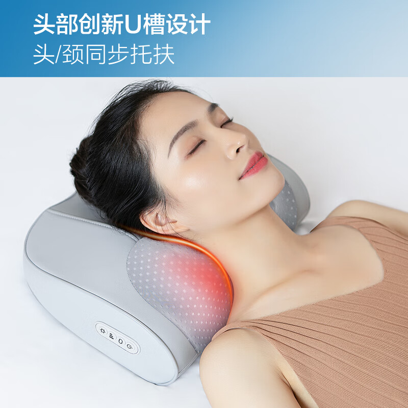 Haier Cervical Massager Waist Massager Massage Pillow Neck Shoulder Neck Back Hot Compress Massage Cushion Neck Leg Foot Sole Whole Body Birthday and Holiday Gift for Boy and Girl Plug-in Model for Husband, Wife, Elderly Elders HHZ-Y606H Gray