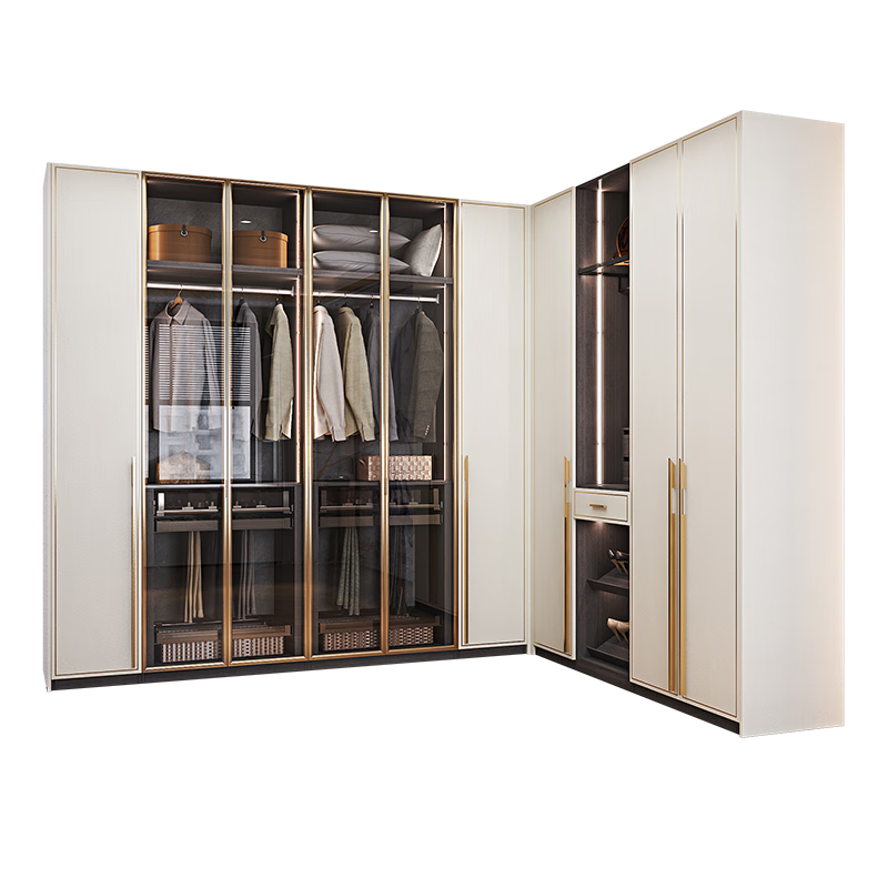 Oubli wardrobe customization, light luxury modern walk-in closet, bedroom wardrobe customization, one cabinet to top wardrobe storage cabinet, customization gold, actual payment can be deducted from the equal amount of payment