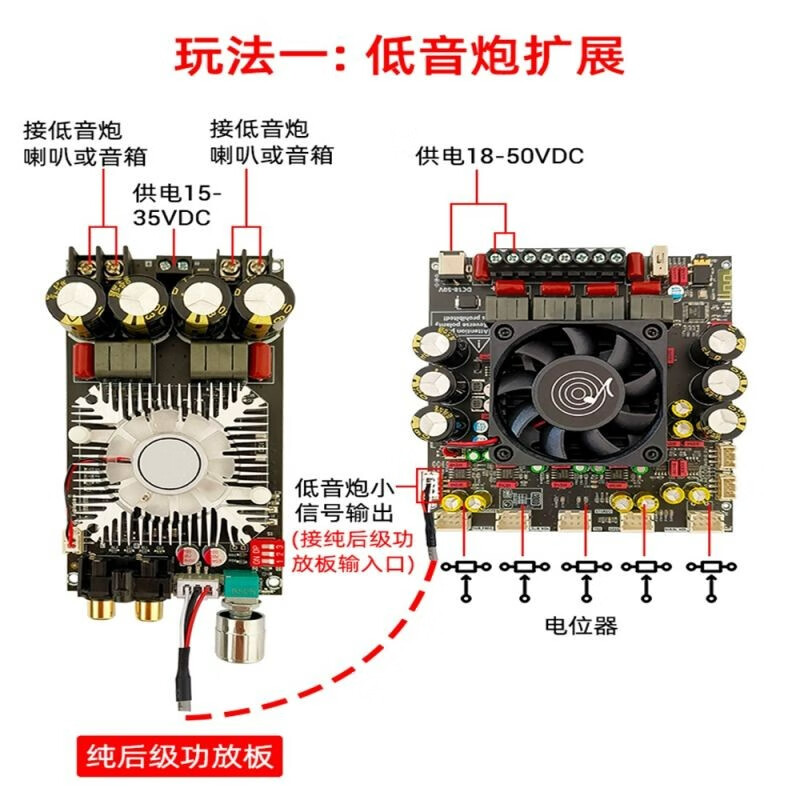 ZK-AS21P fever high power 2.1 channel Bluetooth power amplifier board 300W+300W+600W power amplifier chip TPA3255* potentiometer separation