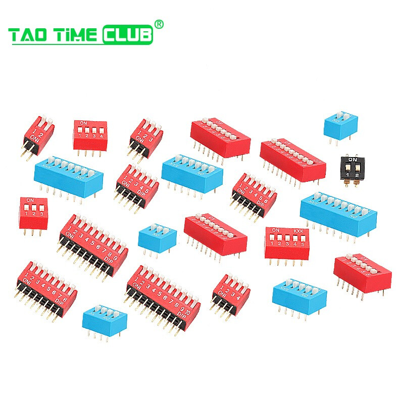 DIP switch toggle side dial flat dial coding patch 2P 4 5 6 8 9 10 bits 2.54mm red blue black 9P side dial red (1 piece)