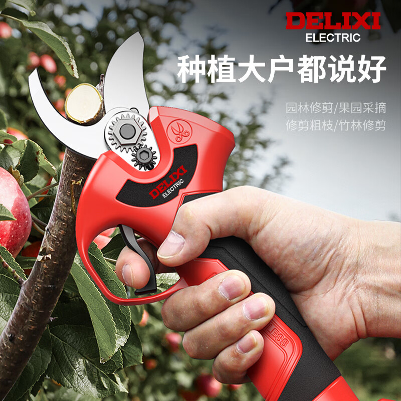 Delixi Electric Electric Scissors Fruit Tree High-altitude Pruning Shears Rechargeable Telescopic Pole Pruning Shears Tree Scissors Gardening Scissors Electric Agricultural Tools Can Cut 3.3 Meters High 4.0 Brushless One Electric