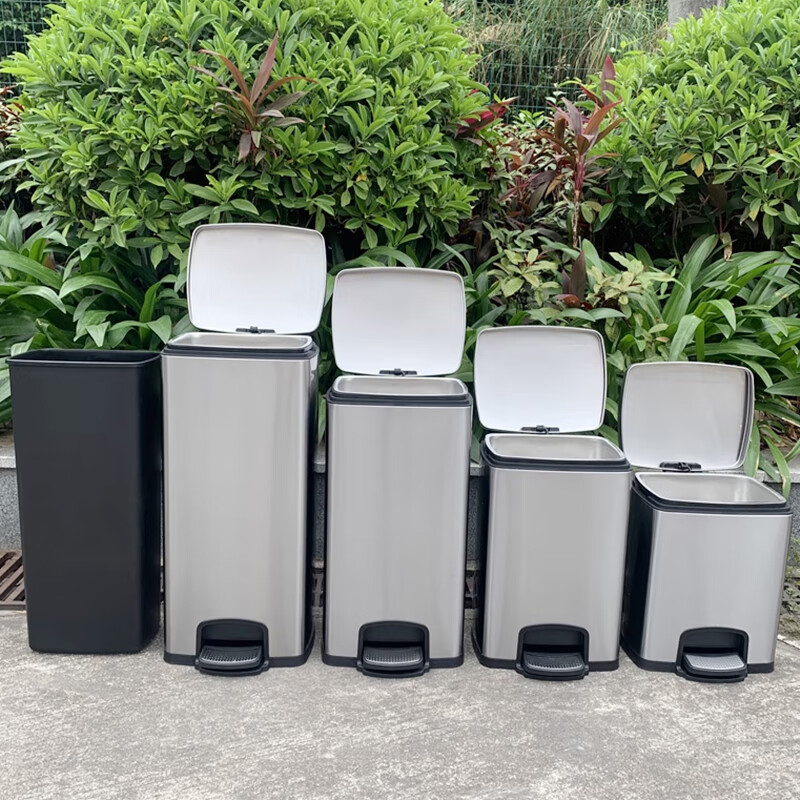 Jinke large stainless steel tea dregs bucket commercial tea bucket dry and wet separation tea dregs trash can open foot pedal with cover office tea room guest room classification bucket 20 liters without cover sand silver steel F20D