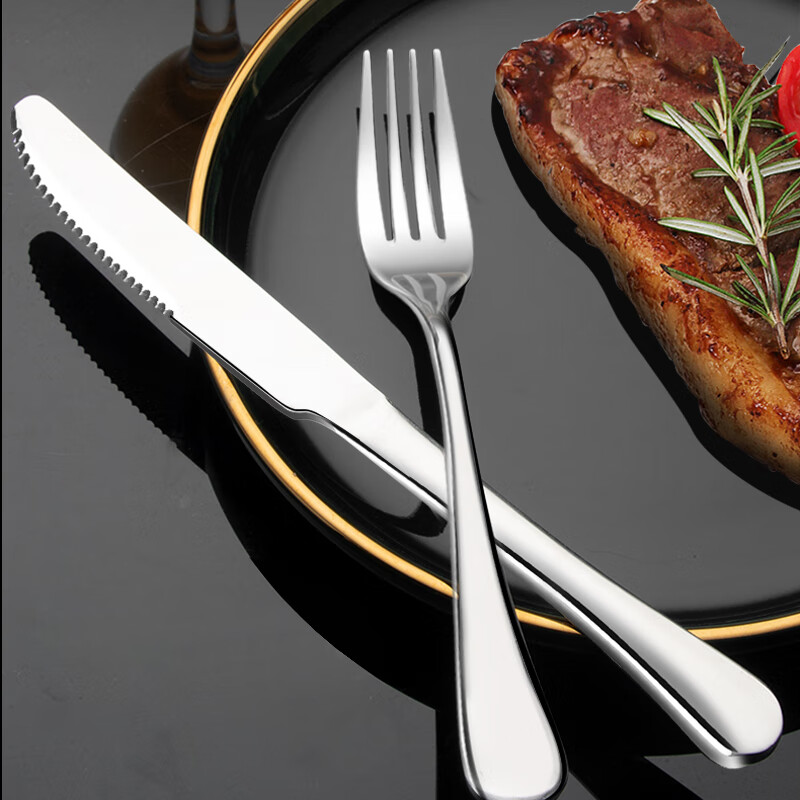 Guangyi 304 stainless steel Western food knife and fork set, steak knife and fork, thickened tableware complete set, 2-piece fork set GY7270