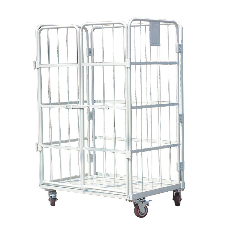 Folding logistics trolley storage cage express turnover vehicle loading and unloading truck laundry cage cart linen handling tool trolley 800*600*1450 without door thickening