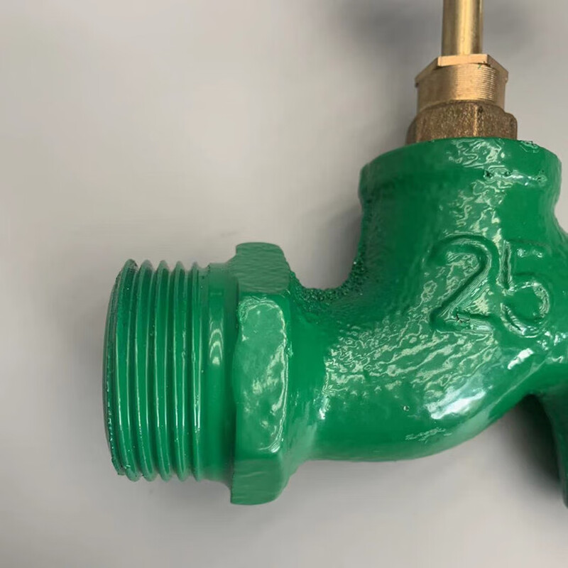 Meng Qier 1 inch cast iron tap water large flow copper core faucet old slow opening flat mouth green painted iron faucet DN25 copper core slow opening faucet 1 pack