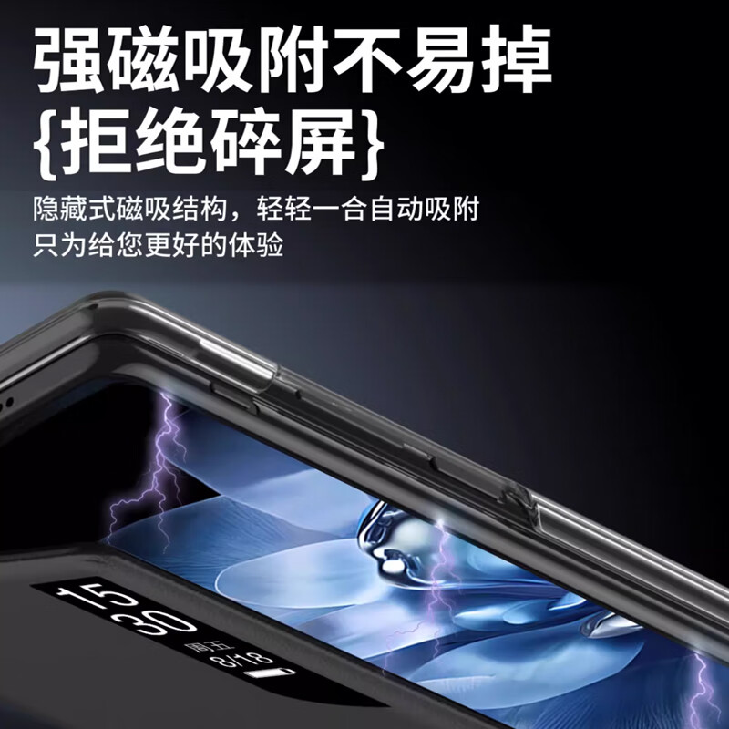 Genuine suitable for Xiaomi mix fold4 mobile phone case, protective leather case, MixFold4 folding screen stand, all-inclusive flip, smart window, anti-fall, magnetic flip, black