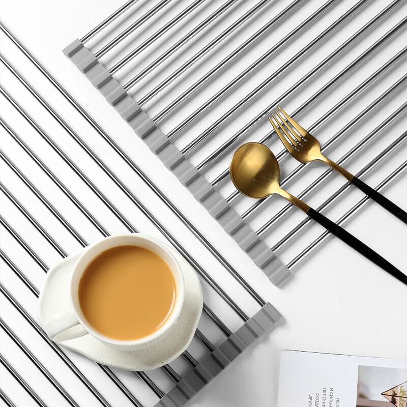 Baijie Kitchen Sink Drain Rack Pool Tableware Water Control Rack Silicone Foldable Storage Roller Curtain 18 Tubes