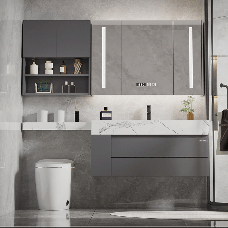 KUDLD German slate seamless ceramic integrated basin bathroom cabinet combination toilet extension smart washbasin hand wash basin right side cabinet (slate seamless basin) width 50cm 110cm (extension plate 70cm)