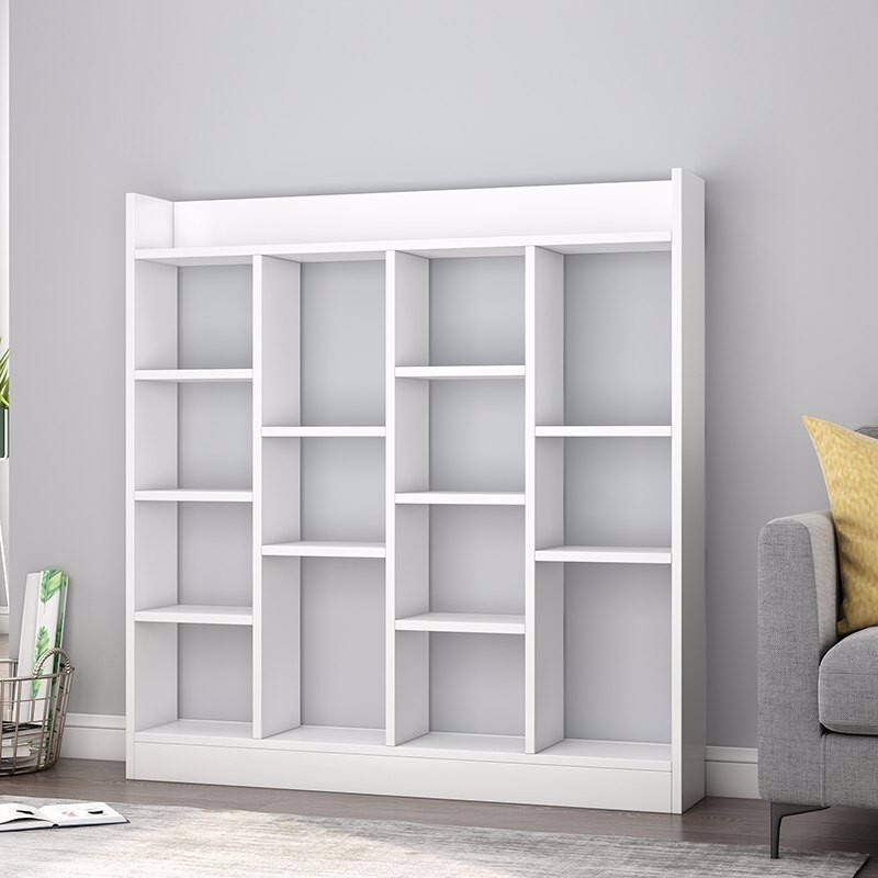 Shuali bookshelf Nordic study living room storage shelf floor cabinet storage rack white fourteen grid cabinet SL8275Z