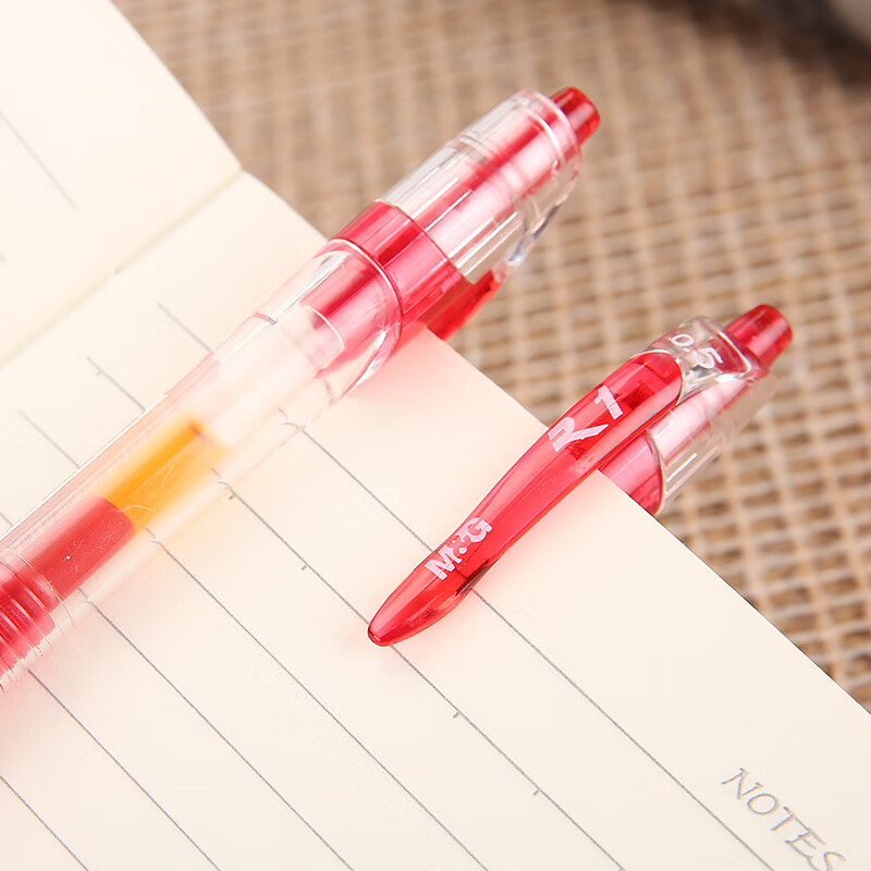 M&G Stationery 1008 Press Gel Pen Student 0.5 Red Pen Signature Pen Bullet Pen Office Supplies Red 6 Pens + 6 Cores Teacher's Day Gift
