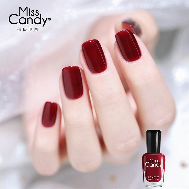 Miss Candy whitening 15ml nail polish no-bake long-lasting tear-off temperament red New Year's manicure semi-transparent cherry NJ003