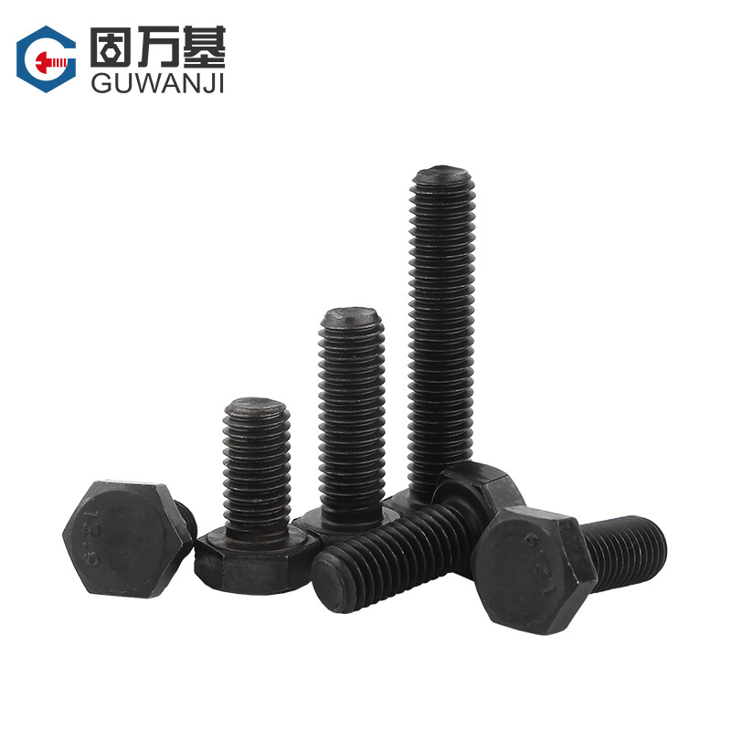Guwanji grade 12.9 external hexagonal screws, high-strength machine thread, external hexagonal bolts, iron black screw extension screws, M16x80, 2 pieces, full thread